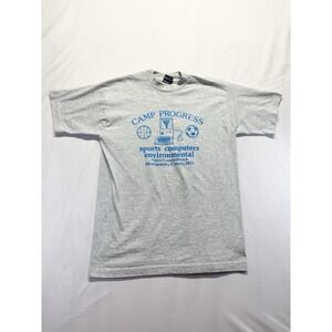 Vintage 90s fruit of the loom USA T-Shirt M Camp Progress tee sports computers